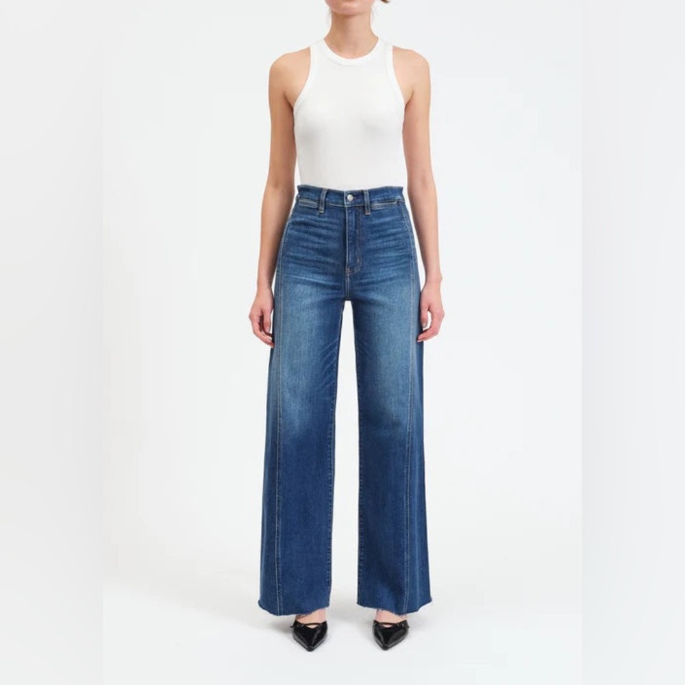 Wide Leg High-Rise Women's Jeans - Blue